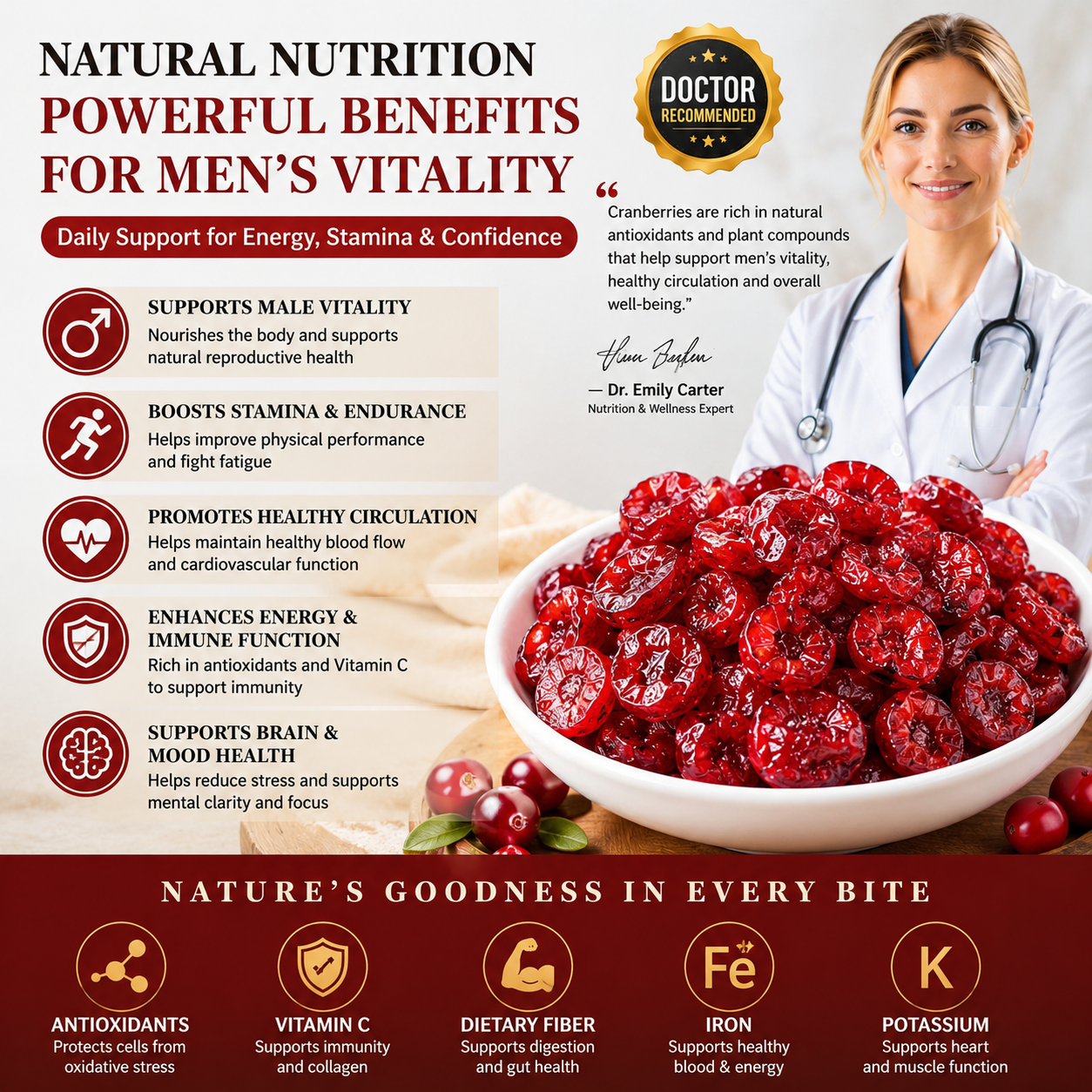 Dried Cranberries for Men’s Energy, Stamina & Confidence-HJY