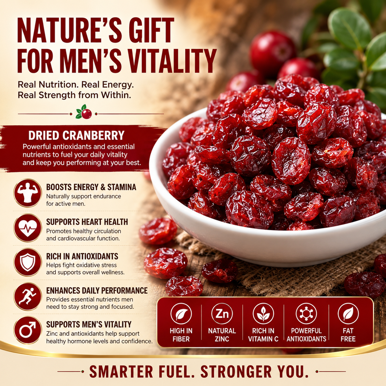 Dried Cranberries for Men’s Energy, Stamina & Confidence-HJY