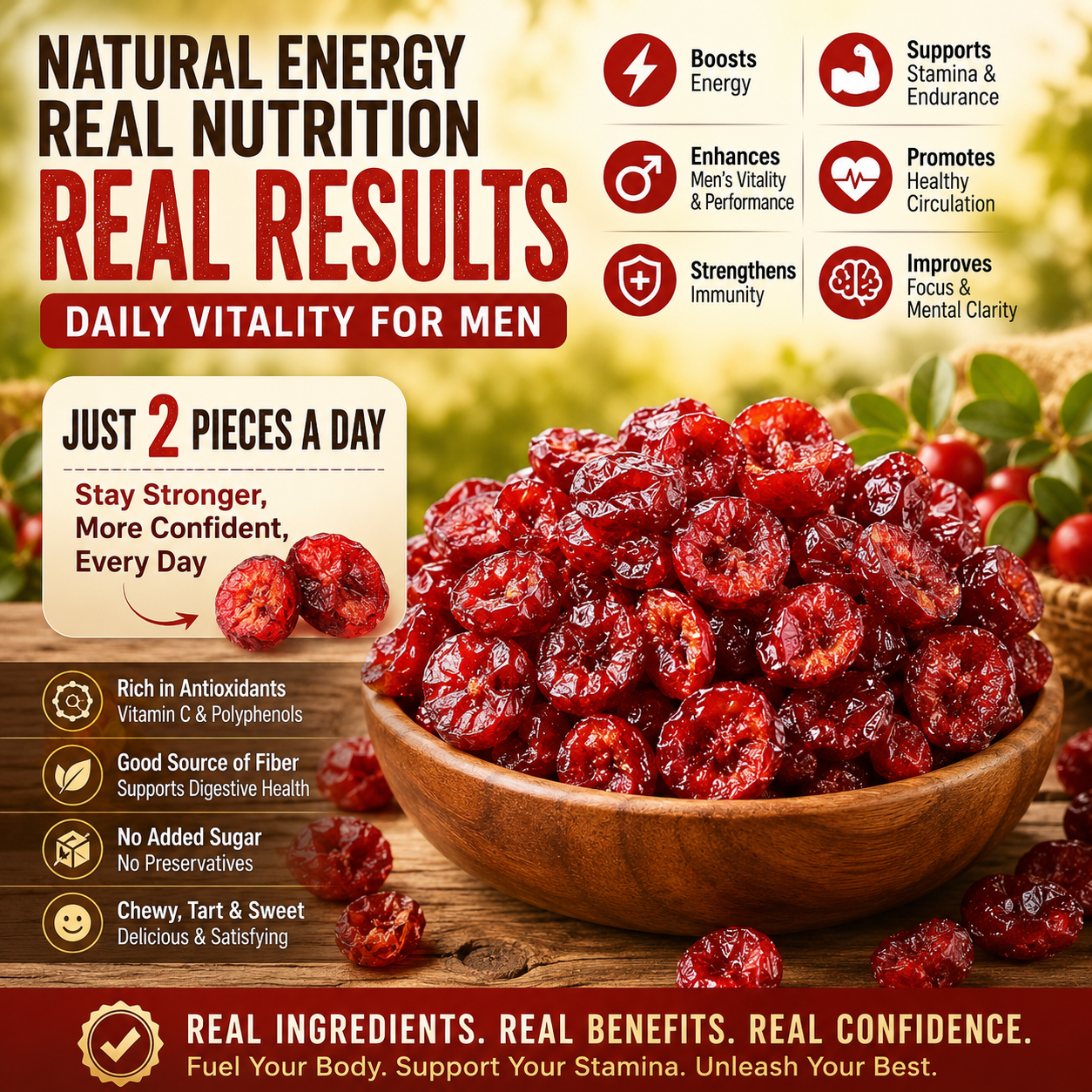Dried Cranberries for Men’s Energy, Stamina & Confidence-HJY